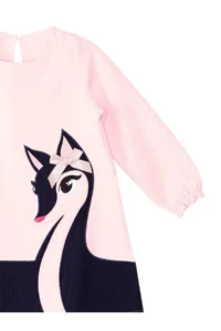 Denokids Elegant Ceylan Girls' Weaving Pink Winter Dress - Image 5