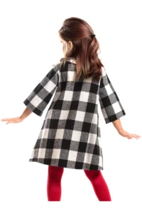 Denokids Pompon Girls' Baby Collar Toy Plaid Dress - Image 2