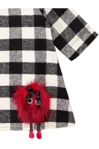 Denokids Pompon Girls' Baby Collar Toy Plaid Dress - Image 5