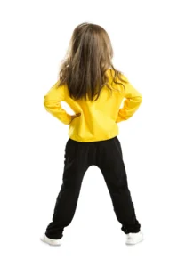 Denokids Striped Floral Bee Girls' Velvet Tracksuit Set - Image 2