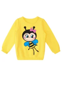Denokids Striped Floral Bee Girls' Velvet Tracksuit Set - Image 5