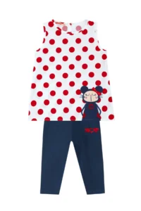 Denokids Polka Dot Lily Girl's Summer T-shirt Tunic Tights Set - Image 7