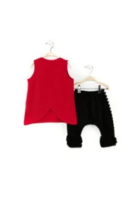 Denokids Red Ladybug Striped Girl's Summer T-Shirt Capri Shorts Set - Image 4