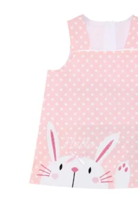Denokids Rabbit Appliqued Girl's Pink Navy Blue Summer T-shirt Tunic Tights Set - Image 8