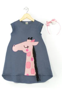 Denokids Pink Giraffe Girls' Dress+Headband - Image 3
