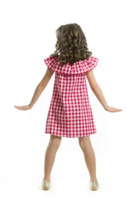 Denokids Girls' Plaid Summer Dress with Heart Glasses - Image 2