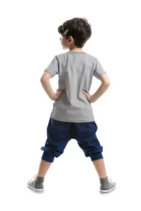 Denokids Zipper Dino Boy's Summer T-shirt Capri Shorts Set - Image 2