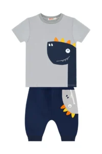 Denokids Zipper Dino Boy's Summer T-shirt Capri Shorts Set - Image 3