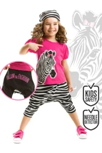 Denokids Zebra Fashion Girls' T-Shirt Capri Shorts Set