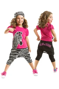 Denokids Zebra Fashion Girls' T-Shirt Capri Shorts Set - Image 3