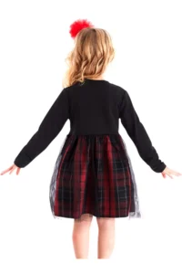Denokids Black Kokoş Kitten Plaid Girl's Tulle Tutu Fluffy Evening Dress - Image 2