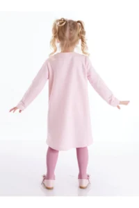 Denokids Cool Giraffe Girl's Pink Winter Long Sleeve Dress - Image 2