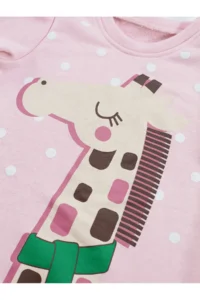 Denokids Cool Giraffe Girl's Pink Winter Long Sleeve Dress - Image 5