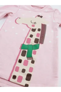 Denokids Cool Giraffe Girl's Pink Winter Long Sleeve Dress - Image 6