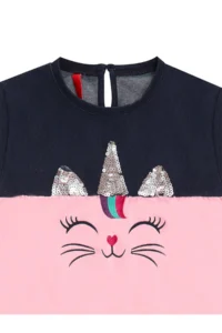 Denokids sequined Catcorn Girls' Pink Long Sleeve Dress - Image 5