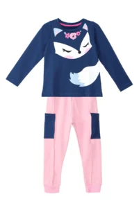 Denokids Cute Fox Girls' Rahat T-Shirt Pants Set - Image 3