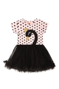 Denokids Girl's Eid Black Tulle Tutu Polka Dot Dress - Image 3