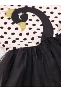 Denokids Girl's Eid Black Tulle Tutu Polka Dot Dress - Image 7