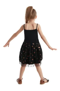 Denokids Black Copper Star Girl's Tulle Tutu Fluffy Strap Evening Dress - Image 2