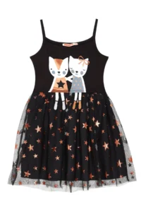 Denokids Black Copper Star Girl's Tulle Tutu Fluffy Strap Evening Dress - Image 3