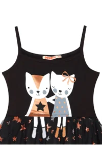 Denokids Black Copper Star Girl's Tulle Tutu Fluffy Strap Evening Dress - Image 5
