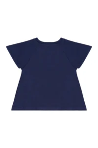 Denokids Floral Cat Girl's Navy Blue Summer T-shirt Poplin Shorts Set - Image 3