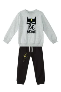 Denokids Cesur Gray Black Boys' Tracksuit Set - Image 3