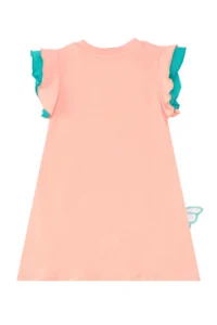 Denokids Mermaid Pink Girl's Summer Frilly Combed Cotton Dress - Image 4