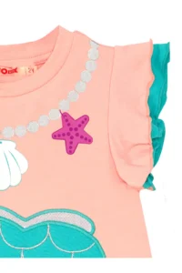 Denokids Mermaid Pink Girl's Summer Frilly Combed Cotton Dress - Image 5