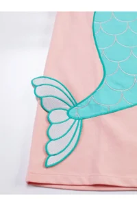 Denokids Mermaid Pink Girl's Summer Frilly Combed Cotton Dress - Image 6