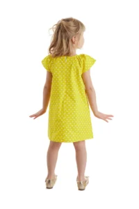 Denokids Dotted Bees Girls' Yellow Summer Dress - Image 2