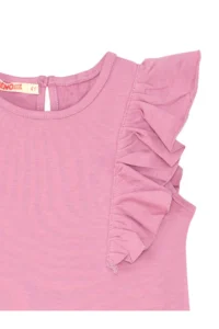 Denokids Panda Ruffle Detailed Girls' Pink Summer Dress - Image 5