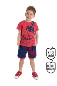 Denokids Korsan Dino Boys' T-Shirt Shorts Set