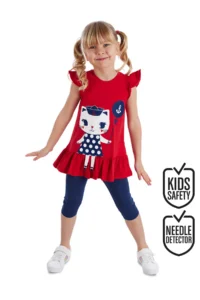 Denokids Denizci Kedi Girls' Tunic Leggings Set