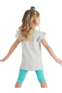 Denokids Frilly Giraffe Girl's Summer T-Shirt Tights Set - Image 2