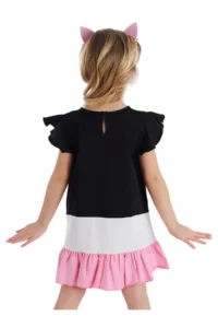 Denokids WHITE Kedi Frilly Girls' Black Summer Dress - Image 2