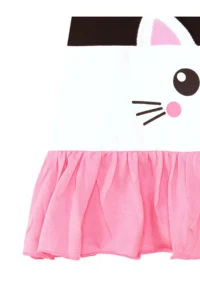 Denokids WHITE Kedi Frilly Girls' Black Summer Dress - Image 6