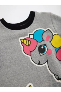 Denokids Unicorn Girls' Gray Sweat Dress - Image 5