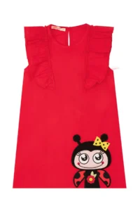 Denokids Frilly Fly Fly Girls' Red Summer Dress - Image 3