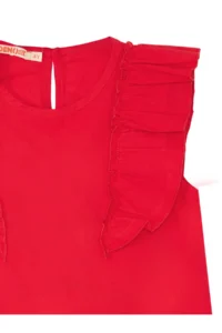 Denokids Frilly Fly Fly Girls' Red Summer Dress - Image 6