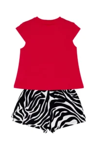 Denokids Balerin Zebra Girls' T-Shirt Shorts Set - Image 4