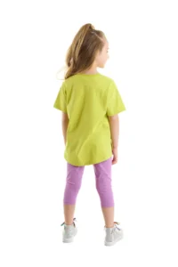 Denokids Cool Unicorn Girl's Summer T-shirt Lilac Tights Set - Image 2