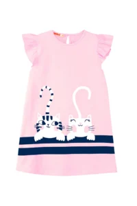Denokids Striped Friends Girl's Frilly Pink Summer Dress - Image 3