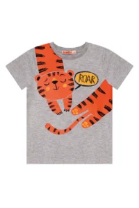 Denokids Roar Kaplan Orange Boy's Summer T-shirt Capri Shorts Set - Image 5