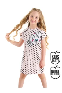 Denokids WHITE Kedi Girls' Puantiye Pink Summer Dress