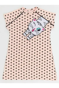 Denokids WHITE Kedi Girls' Puantiye Pink Summer Dress - Image 3