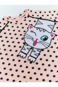 Denokids WHITE Kedi Girls' Puantiye Pink Summer Dress - Image 5