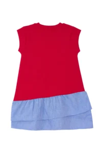 Denokids Kedi Frilly Red Girls' Summer Dress - Image 4