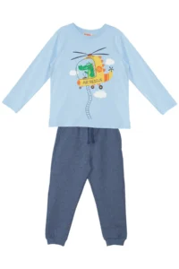 Denokids Helicopter Boy's Long Sleeve T-shirt Trousers Set - Image 3