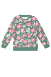 Denokids Pink Floral Girl's Green Winter Tracksuit 4-10Y - Image 5
